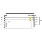 Two direct I/O lines, +5V power, ground.
